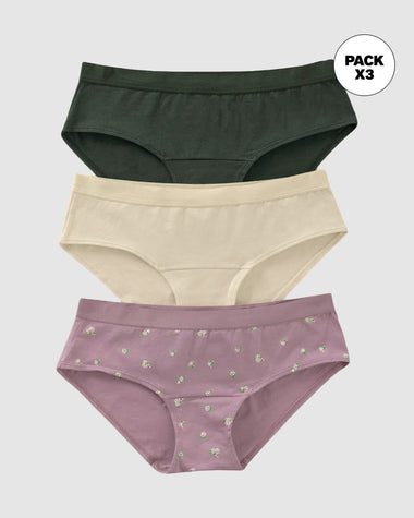 Pack x 3 calzones estilo hípster en algodón#color_s70-rosado-estampado-marfil-verde-oscuro