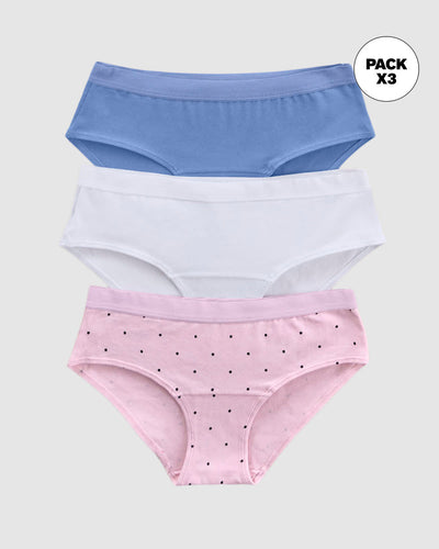 Pack x 3 calzones estilo hípster en algodón#color_s72-blanco-azul-fondo-rosa-estampado