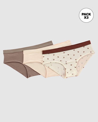 Pack x 3 calzones estilo hípster en algodón#color_s80-fondo-marfil-cafe-medio-marfil