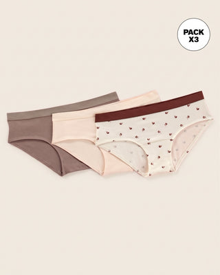Pack x 3 calzones estilo hípster en algodón#color_s80-fondo-marfil-cafe-medio-marfil