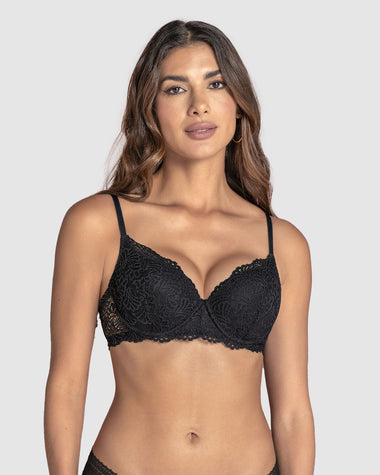 Sostén de realce suave en encaje#color_700-negro