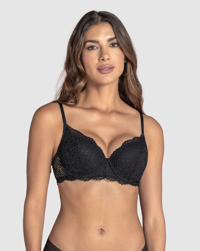 Sostén de realce suave en encaje#color_700-negro