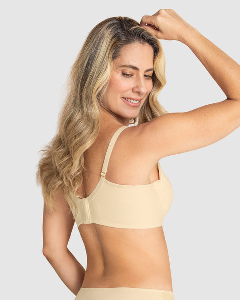 Sostén triangular con copas en encaje y espalda en tela lisa#color_111-vainilla