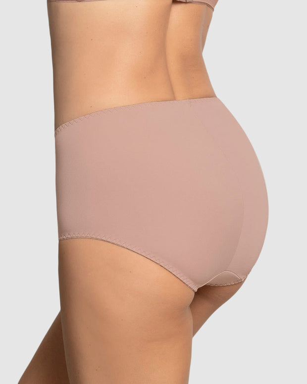 Calzón clásico de control suave con toques de encaje en abdomen#color_093-rosa