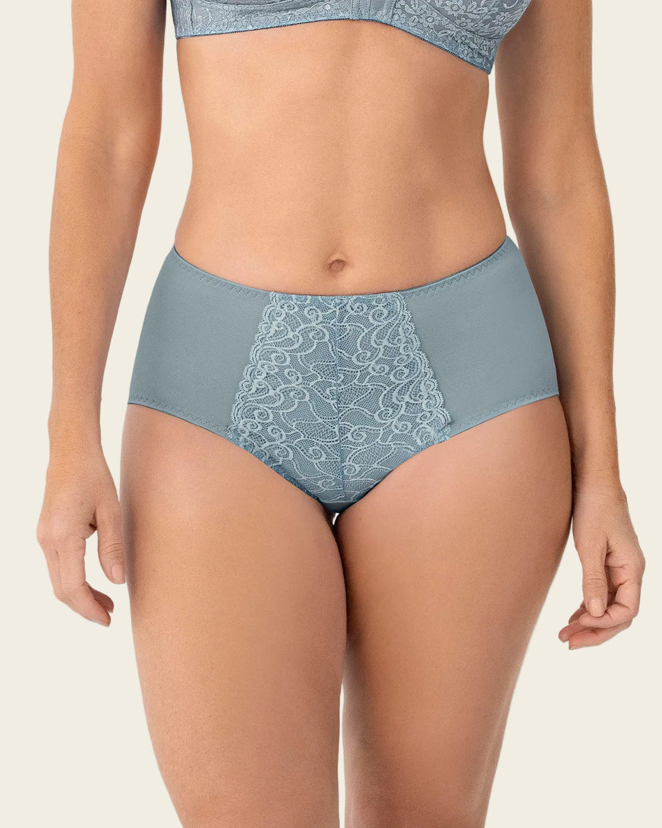Calzón clásico de control suave con toques de encaje en abdomen