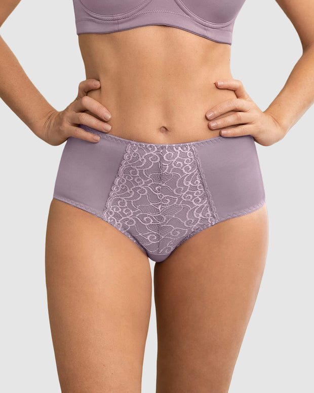 Panty clásico de control suave con toques de encaje en abdomen#color_465-lila
