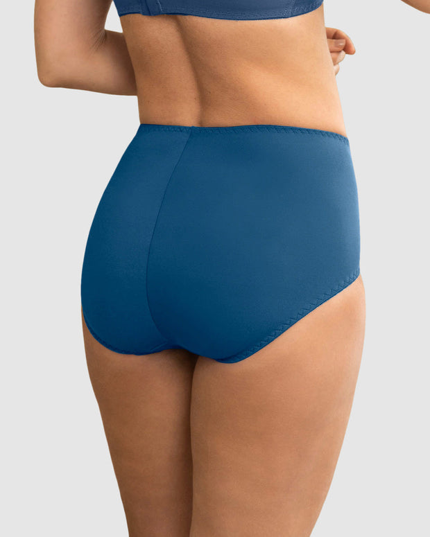 Panty clásico de control suave con toques de encaje en abdomen#color_546-azul-oscuro
