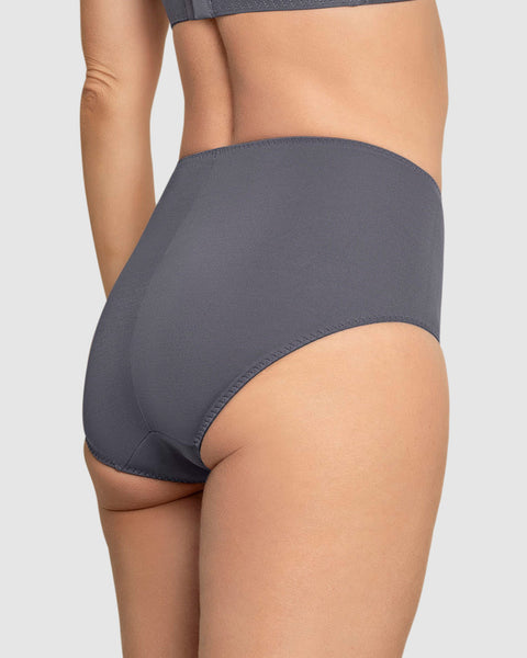 Calzón clásico de control suave con toques de encaje en abdomen#color_721-gris-oscuro
