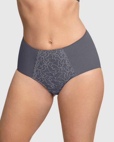 Calzón clásico de control suave con toques de encaje en abdomen#color_721-gris-oscuro