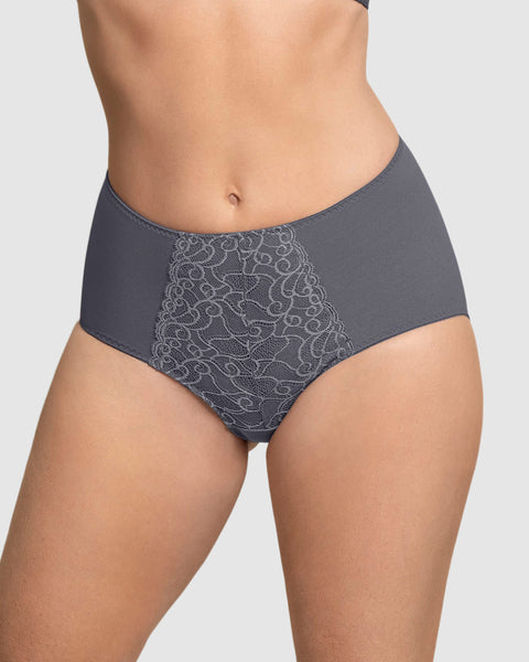 Calzón clásico de control suave con toques de encaje en abdomen#color_721-gris-oscuro