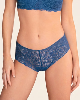 Calzón estilo hípster en encaje sexy con refuerzo en algodón#color_599-azul