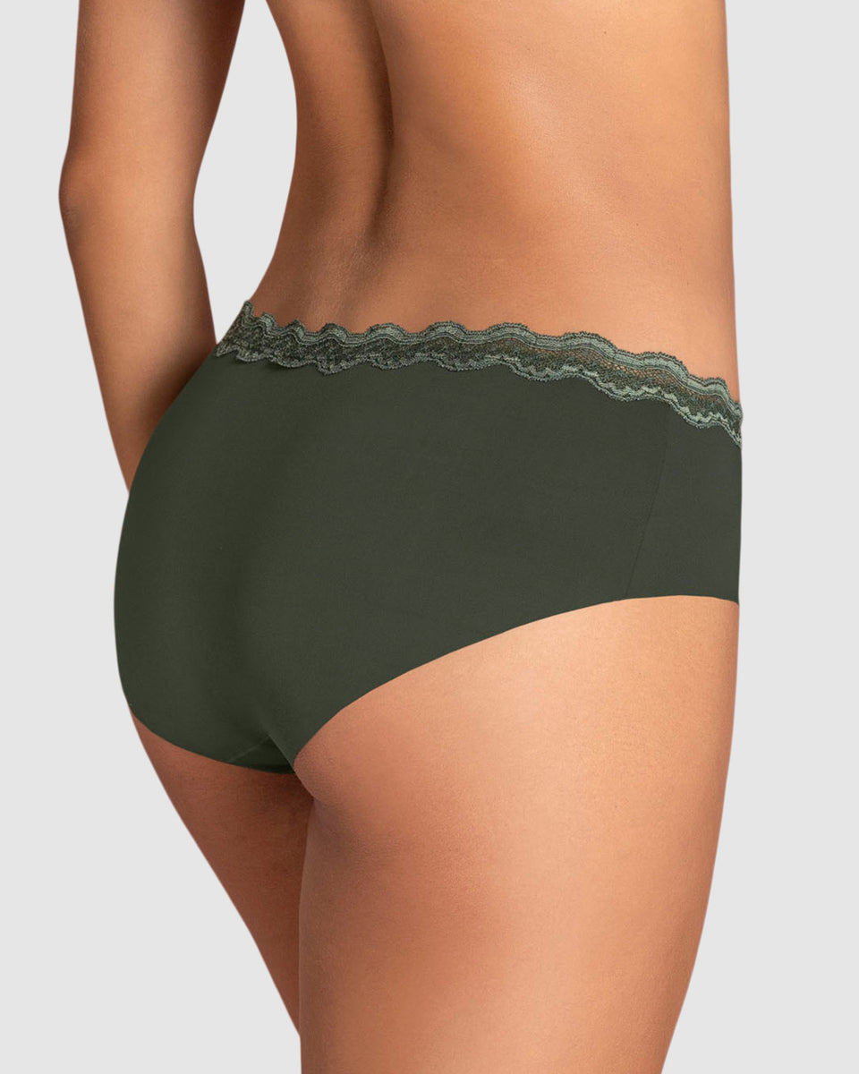 Calzón hípster con encaje en cintura tiro medio