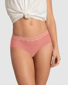 Panty hipster con encaje en cintura tiro medio