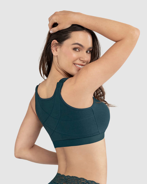 Sostén tipo top multiusos ultracómodo en algodón All in One Bra#color_650-verde-oscuro