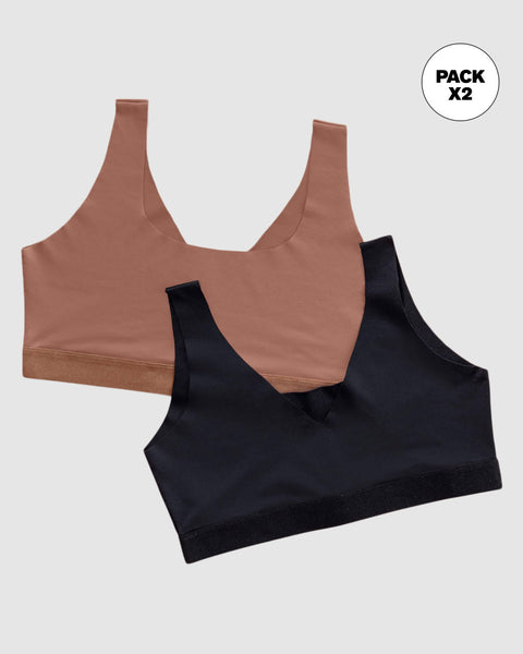 Pack x 2 tops invisibles doble escote#color_s03-cafe-medio-negro