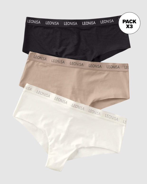Panties cacheteros paquete x3 ultracómodos#color_s01-blanco-negro-cafe-claro
