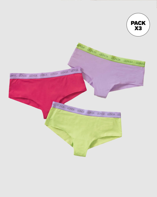 Calzones pantaletas pack x 3 ultracómodos#color_s04-fucsia-verde-lila