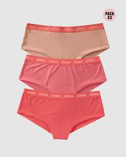 Panties cacheteros paquete x3 ultracómodos#color_s07-coral-rosado-claro-rosado-medio