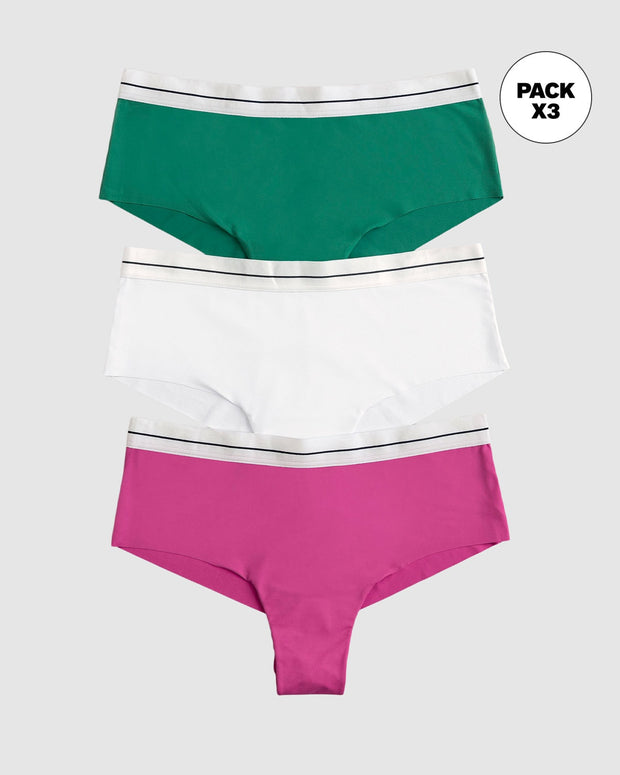 Pantaletas pack x3 ultracómodos#color_s09-verde-fucsia-blanco