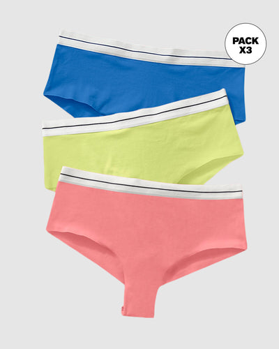 Pantaletas pack x 3 ultracómodos#color_s13-azul-coral-amarillo-neon