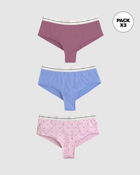 Pantaletas pack x 3 ultracómodos#color_s15-azul-morado-fondo-rosa-estampado