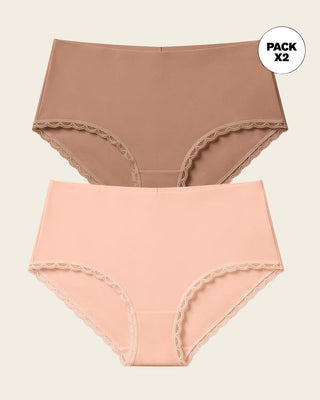 Pack x 2 calzones  pantaletas, sin elásticos en cintura#color_s02-durazno-cafe-medio