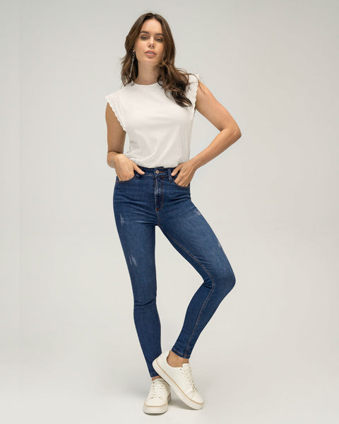Jeans skinny esenciales para mujer#color_169-azul-medio