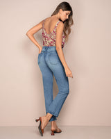 Blusa de tiritas con escote en v#color_065-hojas-rojo-marfil