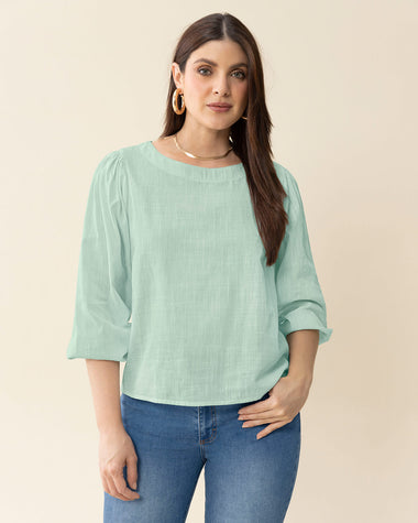 Blusa manga 3/4 con efecto volumen#color_667-verde-menta