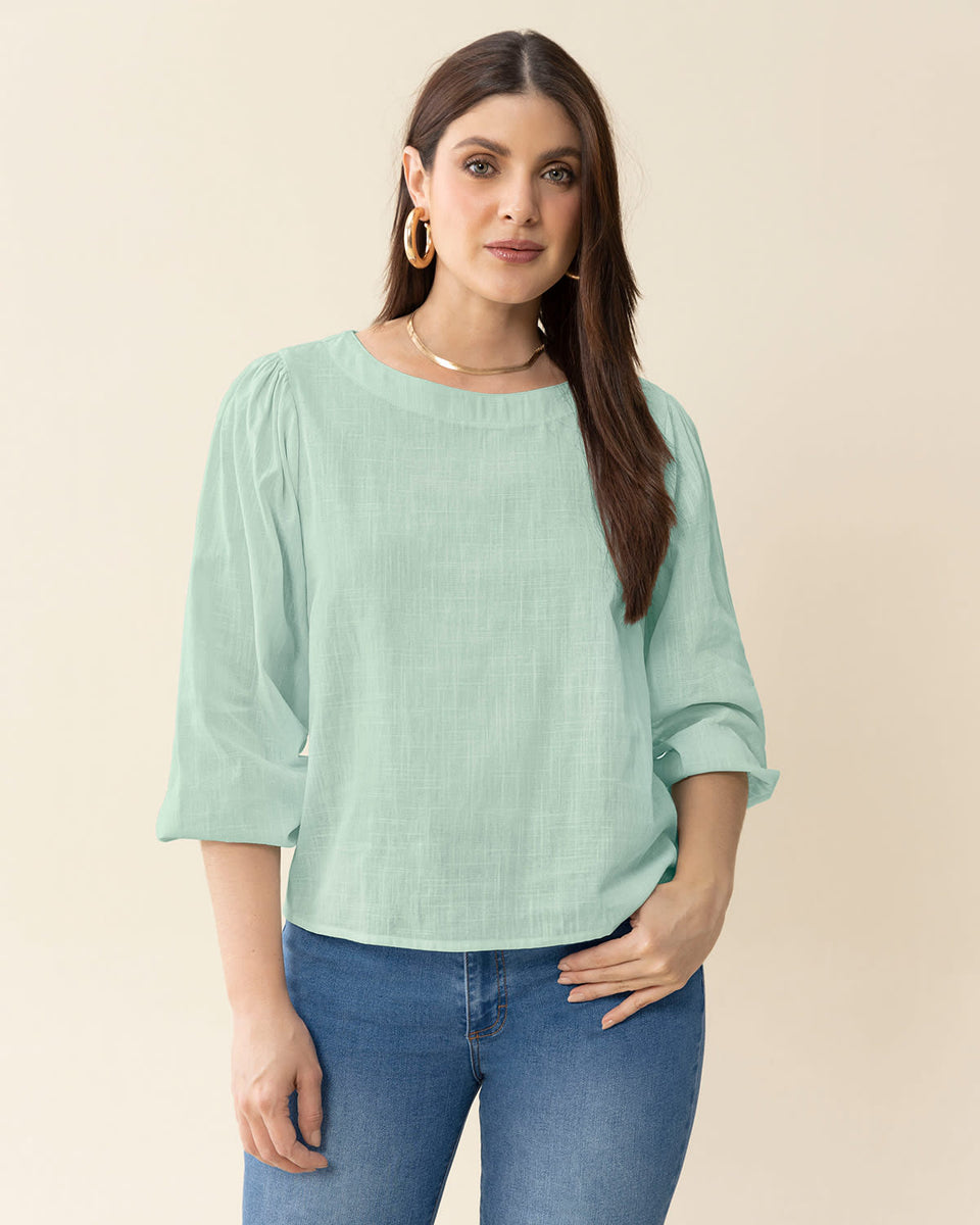 Blusa manga 3/4 con efecto volumen