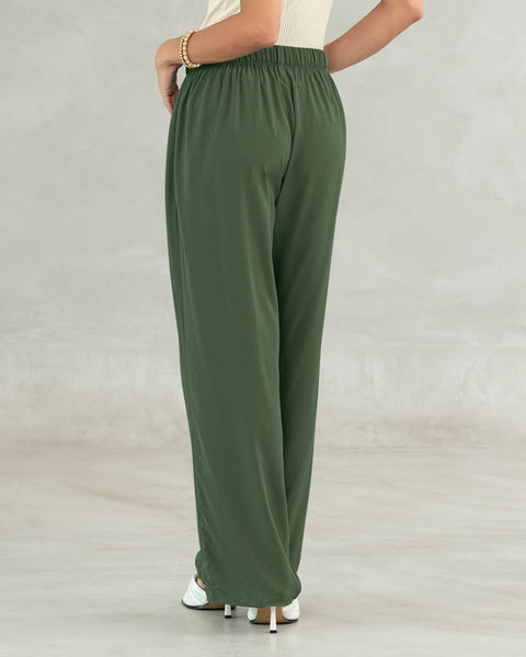 Pantalón largo de silueta recta#color_601-verde-militar