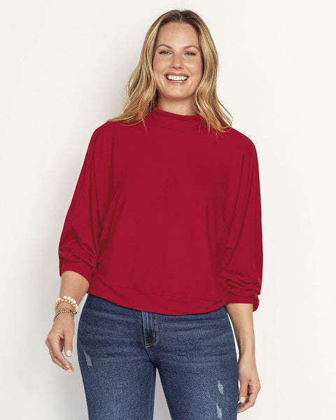 Polerón cuello alto con mangas con volumen#color_302-rojo