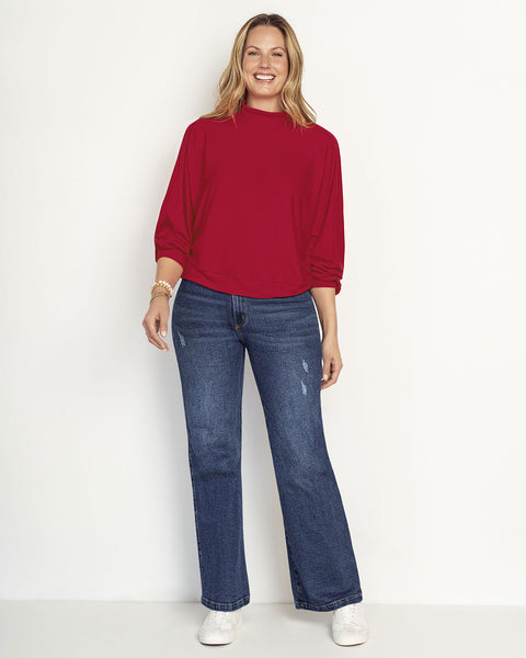Polerón cuello alto con mangas con volumen#color_302-rojo