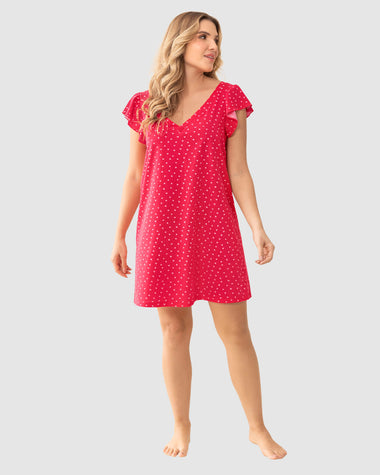 Camisón manga corta con escote en V#color_183-rojo-estampado