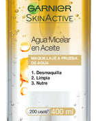 Agua micelar skin active en aceite desmaquilla limpia y nutre garnier