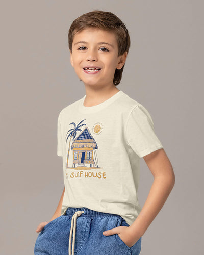 Camiseta manga corta cuello redondo con estampado frontal#color_253-marfil