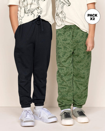 Pack x 2 joggers para niño#color_979-verde-estampado-negro