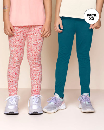 Pack x 2 leggings para niña#color_984-rosa-estampado-azul