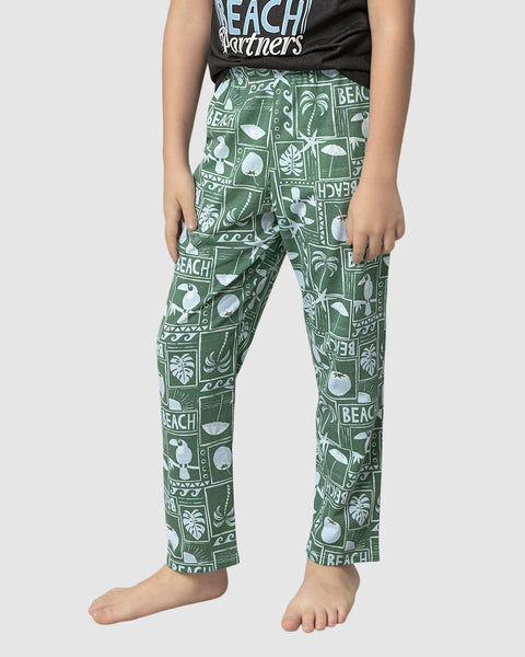 Pantalón de pijama infantil con estampado divertido#color_061-verde-estampado
