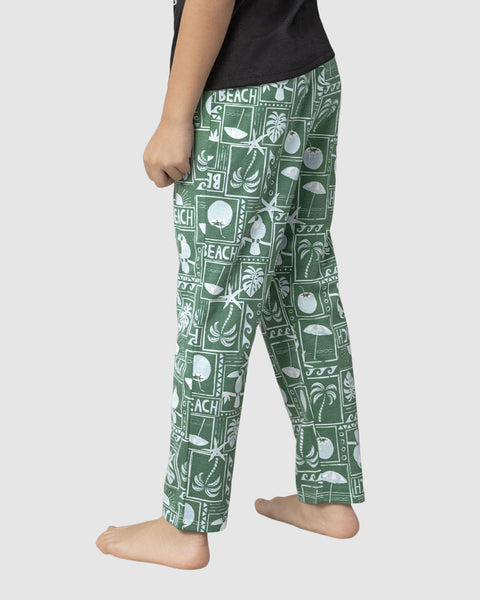 Pantalón de pijama infantil con estampado divertido#color_061-verde-estampado