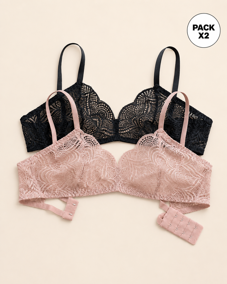 Pack x 2 bralettes desestructurados y ligeros