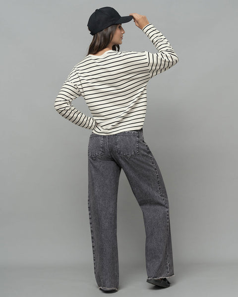 Pantalón tiro alto bota recta con bolsillo tipo cargo#color_092-gris-medio