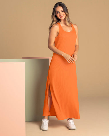 vestido-largo-manga-sisa-con-apertura-en-costado#color_203-naranja