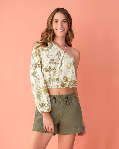 Blusa crop top de un solo hombro#color_145-marfil-estampado