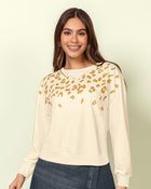 Polerón cuello redondo con detalle triangular en rib#color_808-marfil