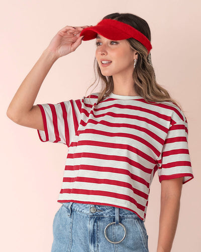 Camiseta manga corta silueta amplia#color_146-rayas-rojas