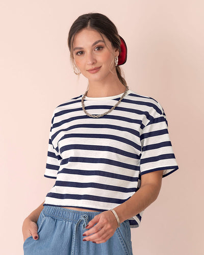 Camiseta manga corta silueta amplia#color_903-rayas-azules