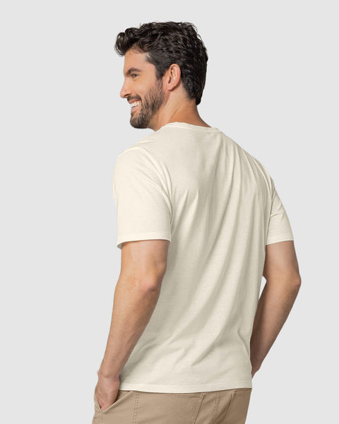 Camiseta manga corta con estampado localizado y cuello redondo#color_165-marfil