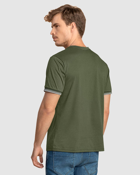 Camiseta cuello redondo manga corta#color_a91-verde-militar