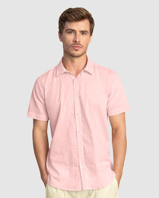Camisa manga corta con botones en frente tipo lino#color_304-rosa-claro